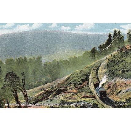 Ruarimu Train New Zealand Spirals Three Levels Railway Old Postcard