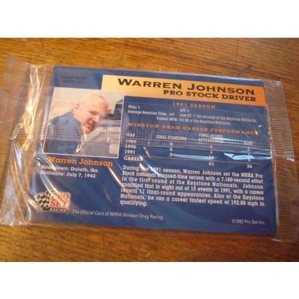1992 Pro Set, NHRA Winston Drag Racing Cards, Promo Sealed Pack