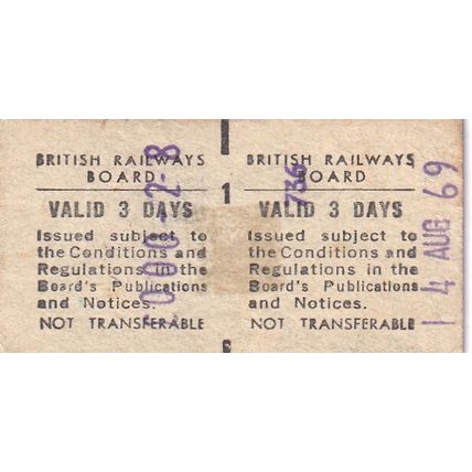 RYDE PIER HEAD Isle of Wight - PORTSMOUTH HBR 1969 Railway/Ferry Ticket BRB 6257