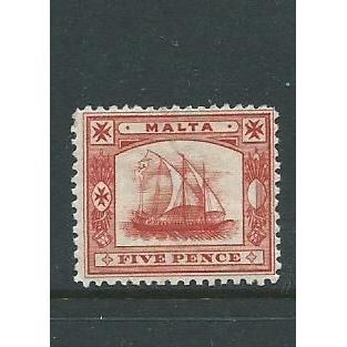 malta stamps 1901 sg33 sg 33 hm 5d vermillion