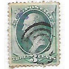 USA 1870 NATIONAL BANK NOTE 3c WASHINGTON TARGET BLACK CANCEL