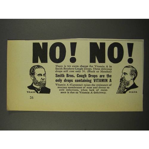 1940 Smith Bros. Cough Drops Ad - No! No!