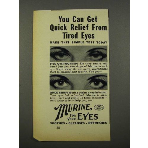 1940 Murine For Your Eyes Ad - Quick Relief