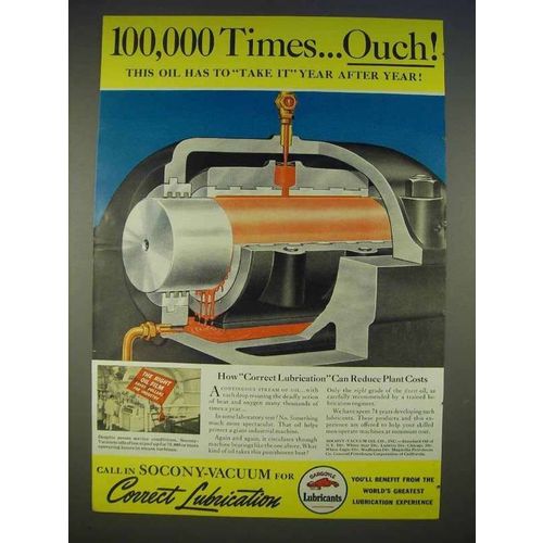 1940 Socony-Vacuum Gargoyle Lubricants Ad - Ouch!