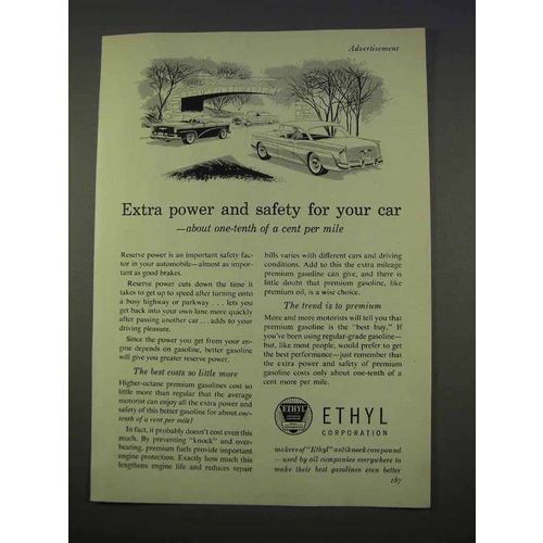 1955 Ethyl Gasoline Ad - Extra Power and Safety