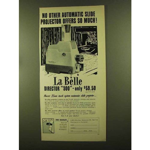 1955 La Belle Director 300 Projector Ad - No Other