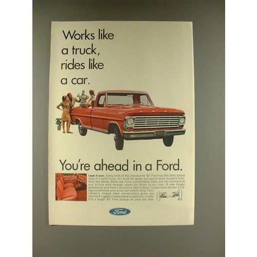 1967 Ford Pickup Truck Ad - Works Like a Truck