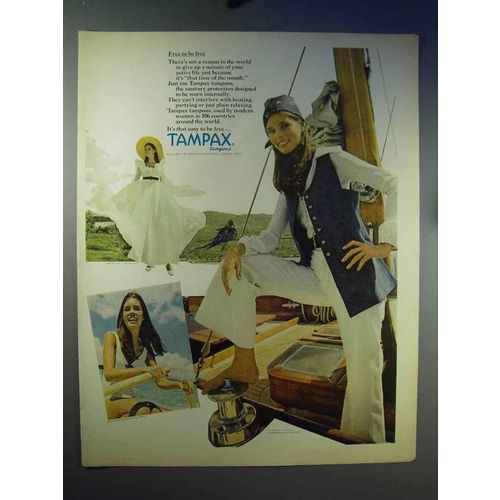 1969 Tampax Tampon Ad - Free to Be Free