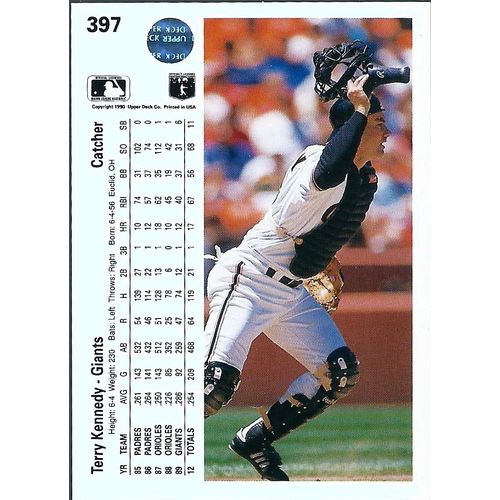 1990 Upper Deck San Francisco Giants Terry Kennedy 397