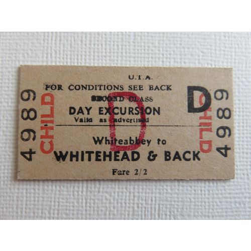 Ulster Transport Authority Whiteabbey-Whitehead Day Exn 2nd Rtn Child Ticket #44