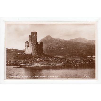 Ardvreck Castle & Quinag near Lochinver Sutherland RP Postcard