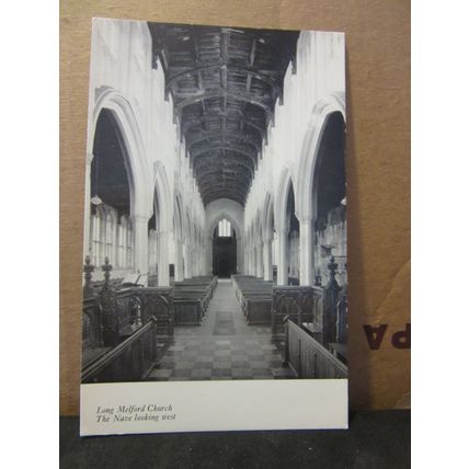 THE NAVE, LONG MELFORD CHURCH, SUFFOLK. unused postcard RP =