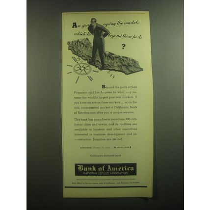 1945 Bank of America Ad - Are you eyeing the markets which lie beyond ports