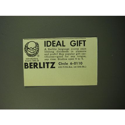 1950 Berlitz School of Language Ad - Ideal Gift