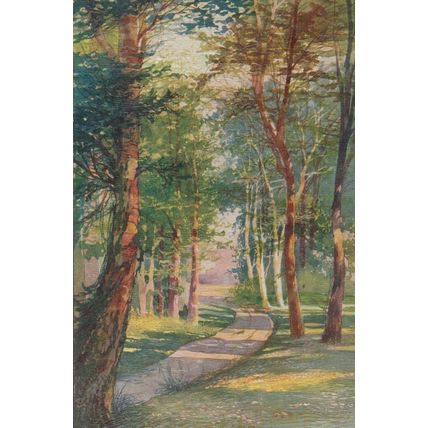 Christmas Trees Oilette Antique Greetings Gods Love Christmas Old Postcard