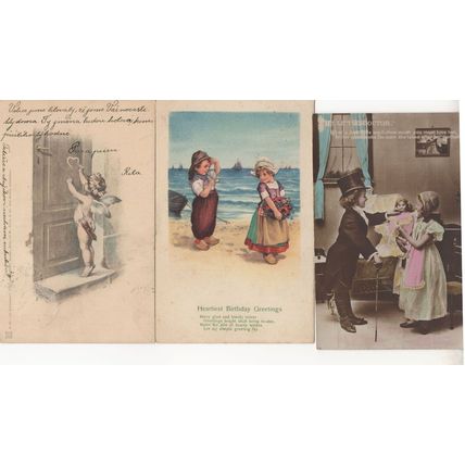 Child Smoking Pipe Toy Doll Doctor Cupid 3x Old Postcard s