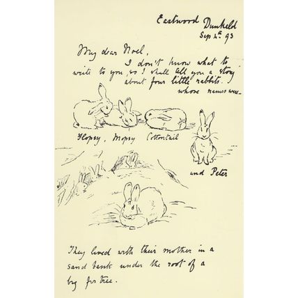 Beatrix Potter Victorian Letter of Peter Rabbit Book Postcard