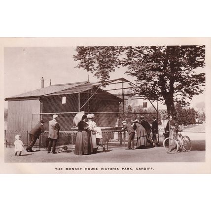 The Monkey Zoo House Victoria Park Cardiff Old Real Photo Postcard