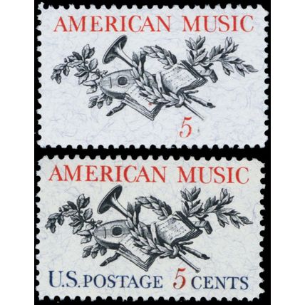 1252, Mint VF NH Blue Color Omitted ERROR 5¢ American Music .. Stuart Katz
