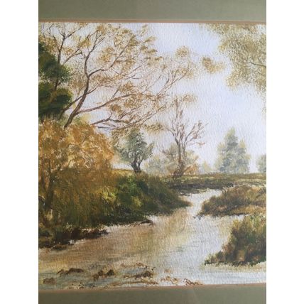 Original Watercolour Painting The River Lark by K. S. Rivett 1990 Mildenhall
