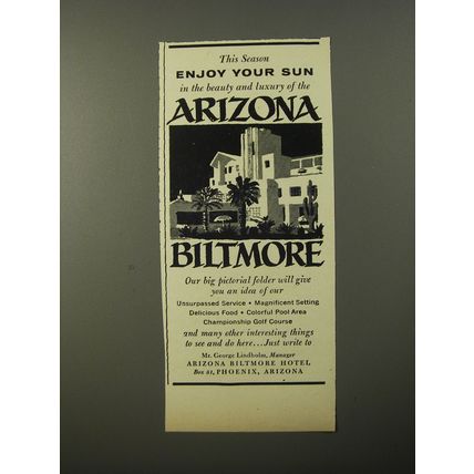 1954 Arizona Biltmore Hotel Ad - This season enjoy your sun in the beauty
