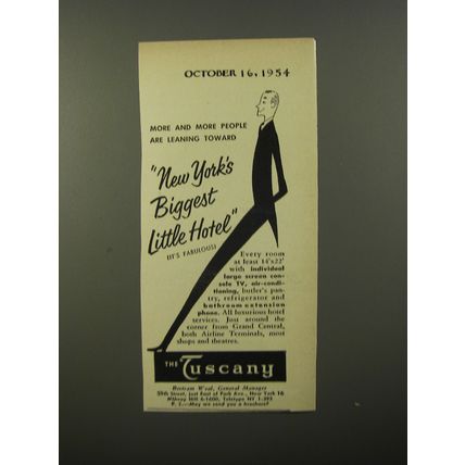 1954 The Tuscany Hotel Ad - More and more people are leaning toward