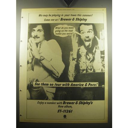 1974 Brewer & Shipley ST-11261 Album Ad - We may be playing in your town