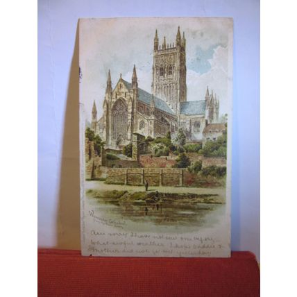 WORCESTER CATHEDRAL used antique postcard by R. Tuck 1903 pm =