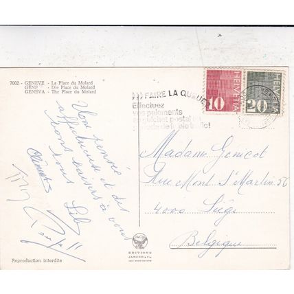 Geneve Place du Molard Postcard posted 1973 corner crease