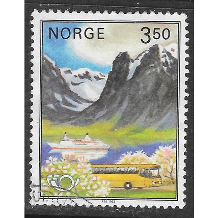 NORWAY 1983 TOURISTS BUS BOAT MOUNTAIN FJORD POSTHORN USED