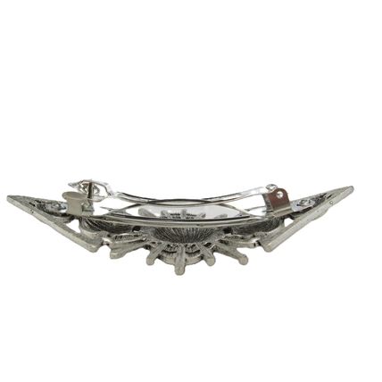 Long silver metal celtic viking nordic metal filigree hair clip barrette