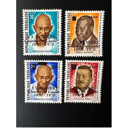 Togo 1971 Mi. 839 - 842 A Surchargé Mémoire Général De Gaulle Gandhi Luthule