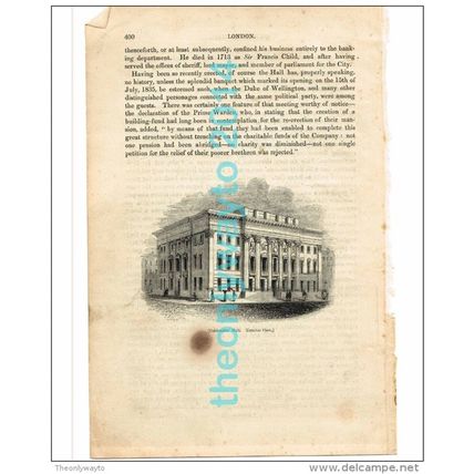 GOLDSMITHS HALL, EXTERIOR, LONDON, BOOK ILLUSTRATION/PRINT, 1842