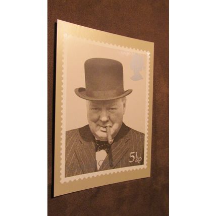 1974 GB PHQ Postcard cover - Sir Winston Churchill in bowler hat PHQ8