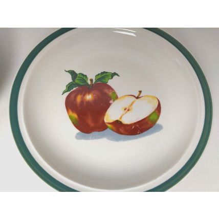 (4) Main Stays Home Ceramic - Salad Serving Plates - Apple Design - Farmhouse