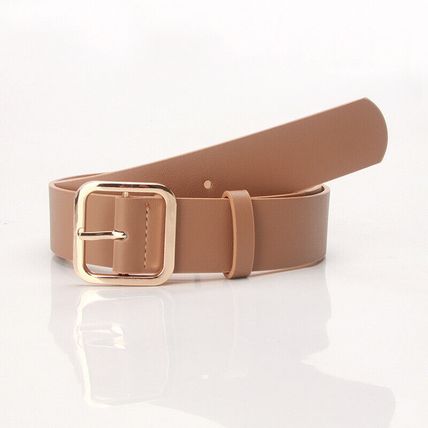 Women's Belt Minimalist Vintage Square Buckle Pu Leather Popular Waist Belt