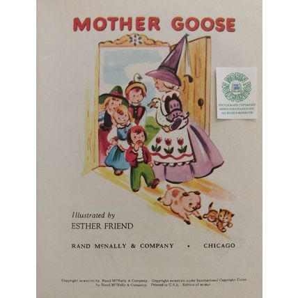 1957 MOTHER GOOSE ILLUSTRATED by ESTHER FRIEND A RAND McNALLY ELF PICTURE BOOK