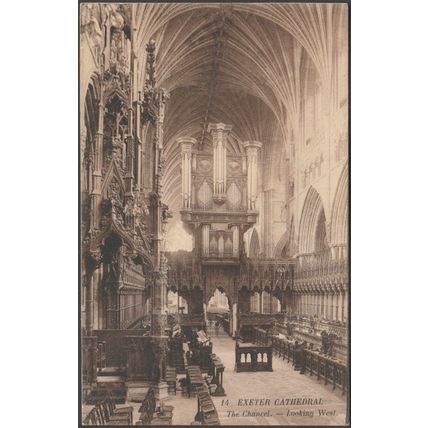 The Chancel, Looking West, Exeter Cathedral, Devon, 1909 - Worth & Co Postcard