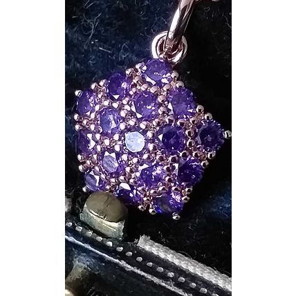 Vintage 1990-s 14 CT Rolled Gold Amethyst Pendant on Chain-Hallmarked 585 RG