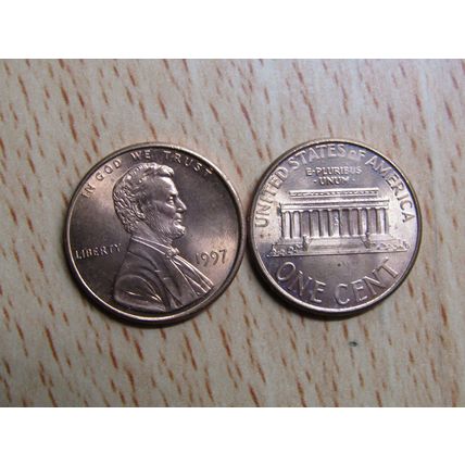 1997 USA 1 Cent Lincoln Memorial Coin