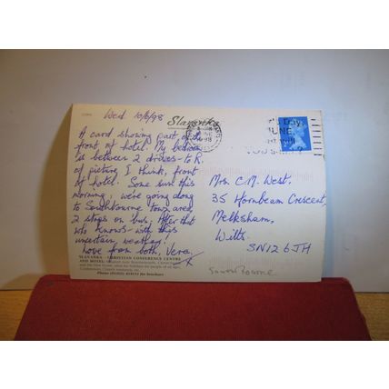SLAVANKA, CHRISTIAN CONFERENCE CENTRE SOUTHBOURNE Dorset used postcard 1998 pm =