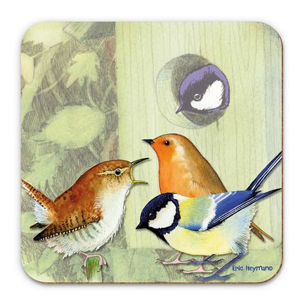Drinks Coaster Garden Birds Single Lightweight Mat Eric Heyman UK Made