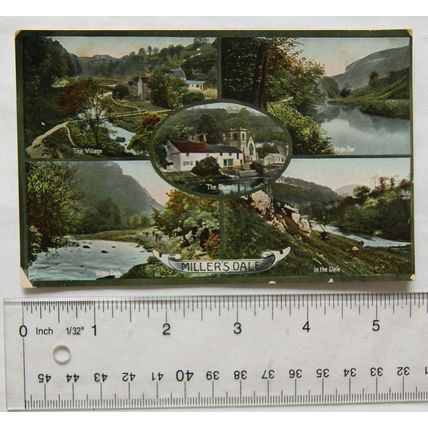vintage postcard Millers Dale, Buxton, multi-view