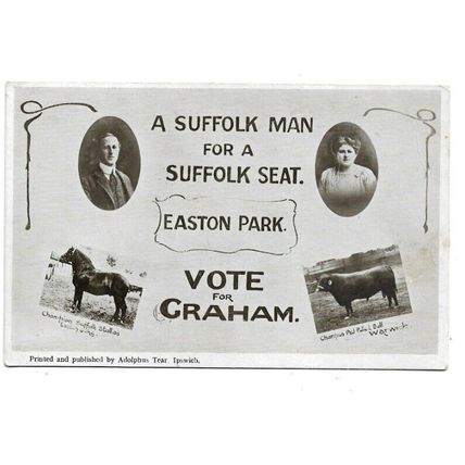 Easton Park Near Woodbridge, Suffolk, Political Postcard.