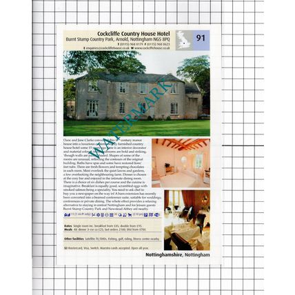 Cockcliffe Hotel Arnold Nottingham / Barnsdale Lodge Hotel Oakham - 2011 Advert