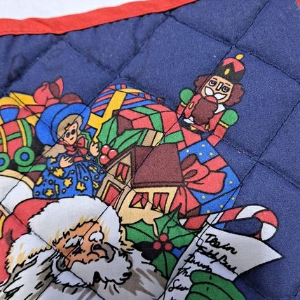 Vintage QUILTED CHRISTMAS STOCKING 16" Bag Gift Santa Gifts Toys Reindeer