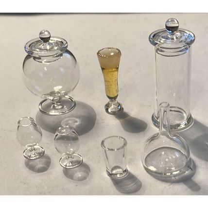 Dollhouse Miniature Collection of Glasses and Drink Containers (7)
