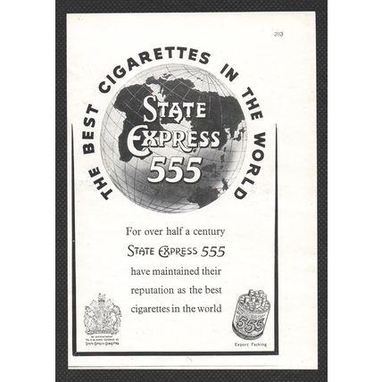 STATE EXPRESS 555 CIGARETTES tobacco :- Original Vintage 1947 Advert ~ POST FREE