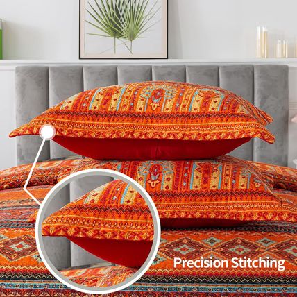 VAPUTAR Cotton Quilt Queen Size Bedding Set - 3 Pieces, Boho Queen Size Quilts,