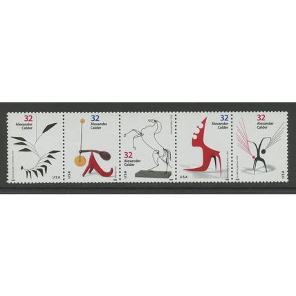 US 3202a (3198-3202), 1998 32c Calder, Strip of 5, VF, MNH, INSCO (US283)